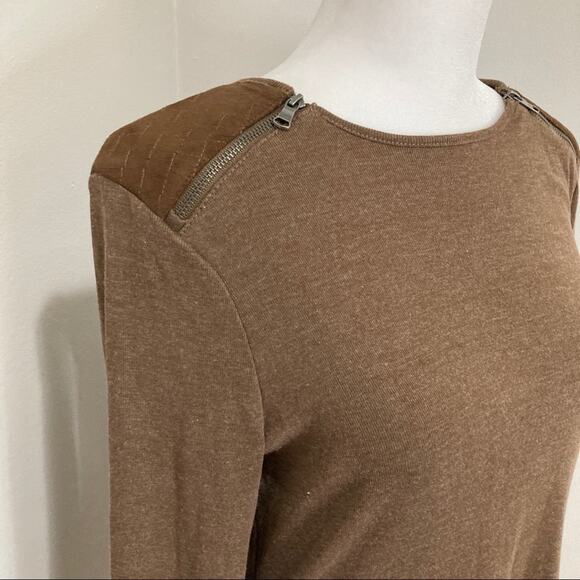 Vtg LRL Lauren Jeans Co Chocolate Dress size M Shoulder Zipper Suede detail - Picture 4 of 8